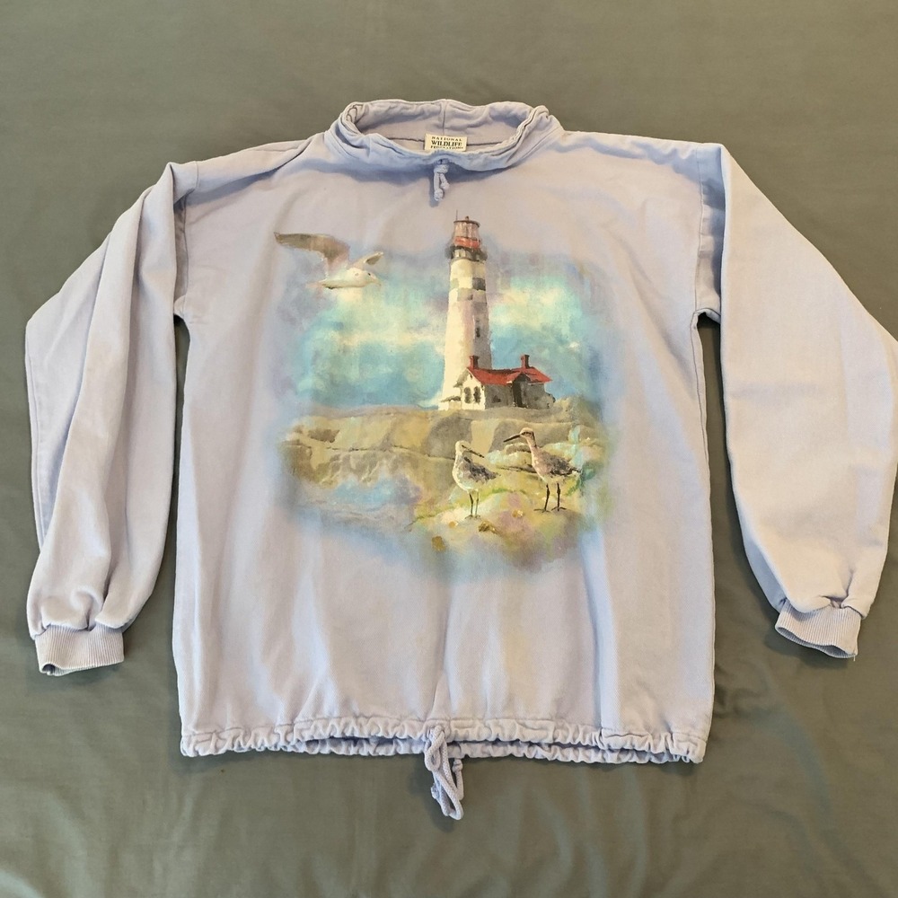 Vintage National Wildlife Federation Sweatshirt Womens Large‎ Lighthouse 90s